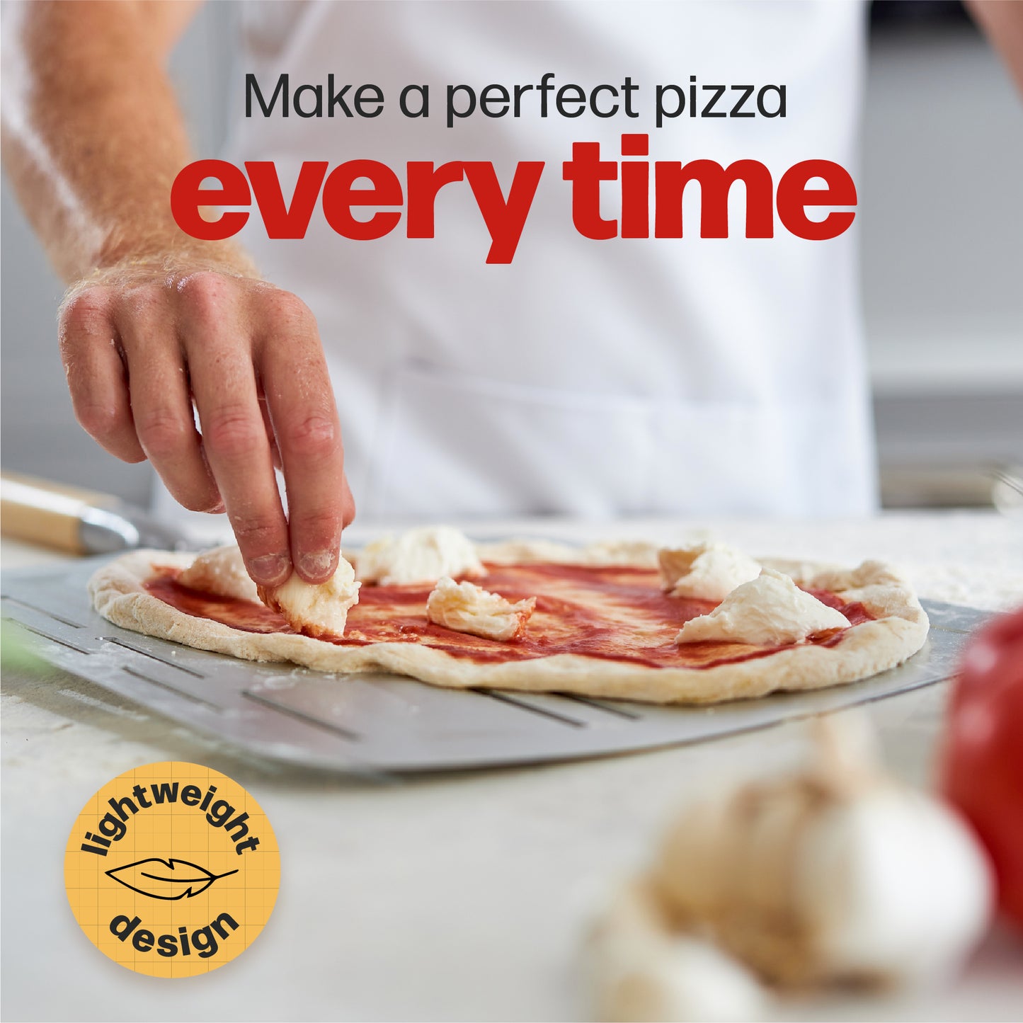 Hans Grill PRO Pizza Peel (Perforated, Non-Stick, 12"+)