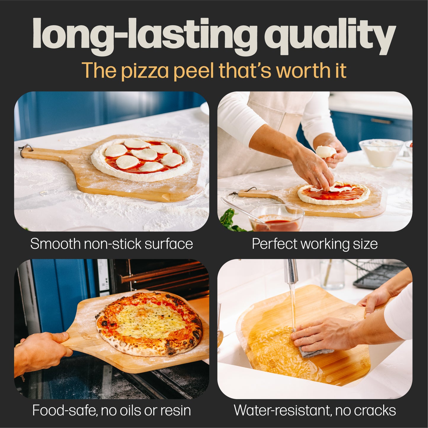 HANS GRILL Wooden Pizza Peel 12 Inch