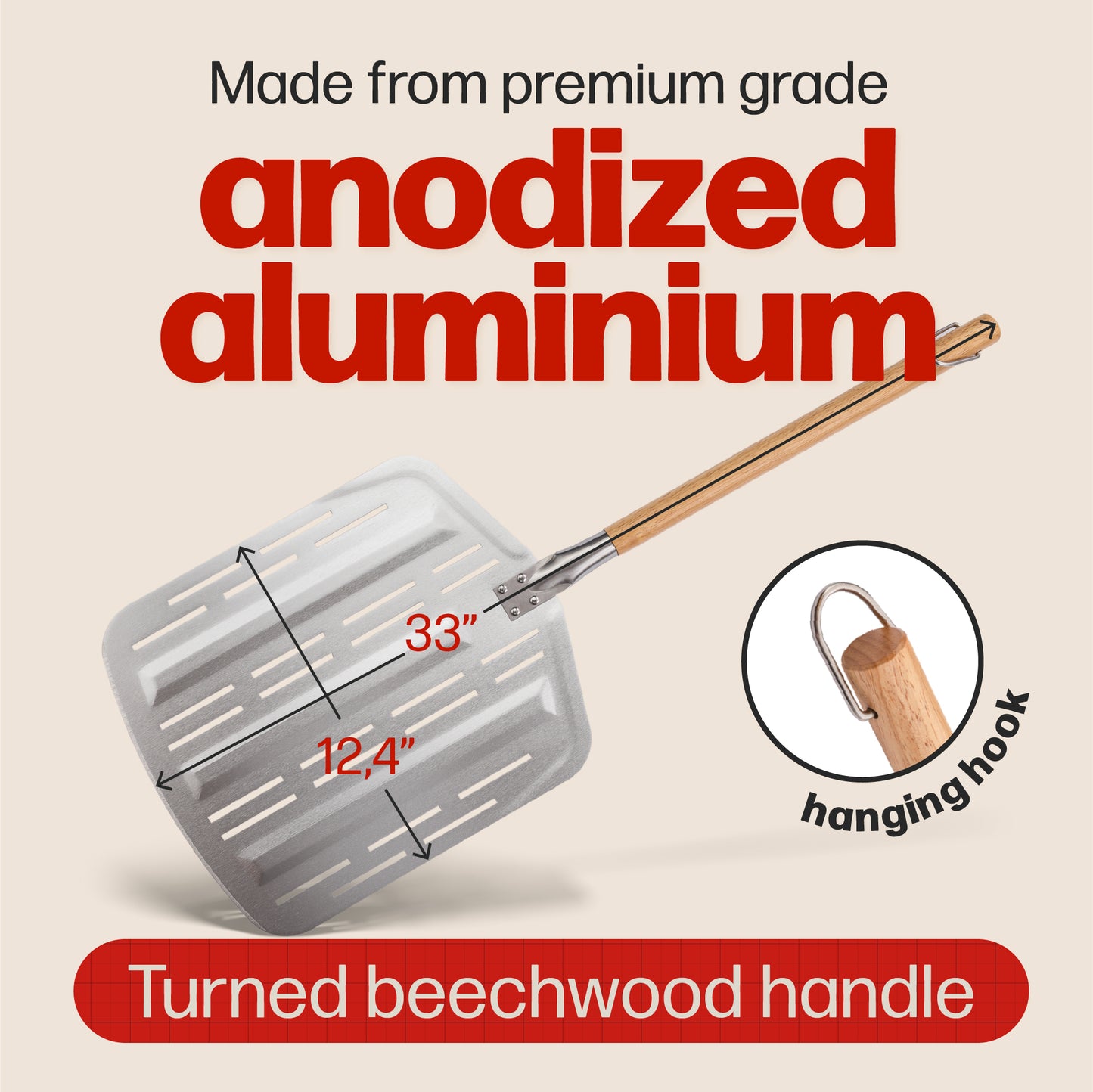 Hans Grill PRO Pizza Peel (Perforated, Non-Stick, 12"+)