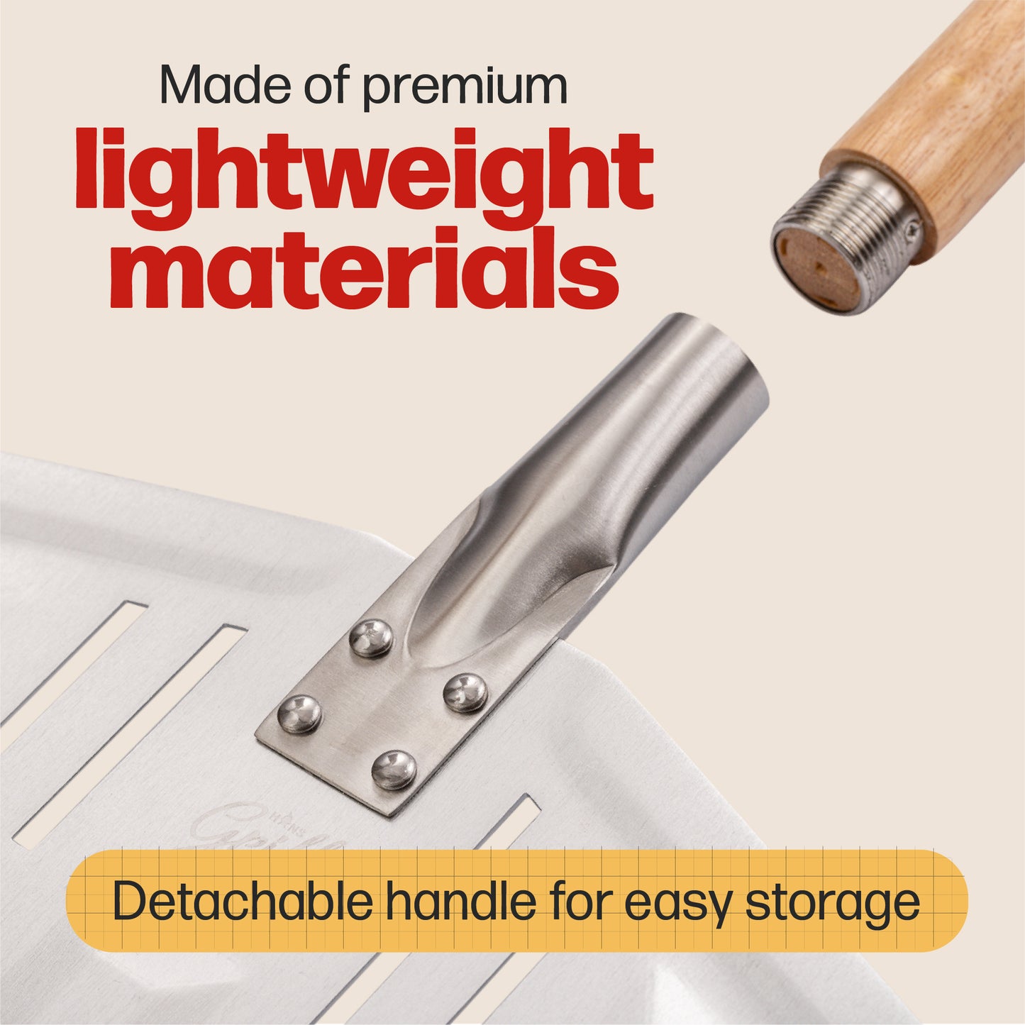 Hans Grill PRO Pizza Peel (Perforated, Non-Stick, 12"+)