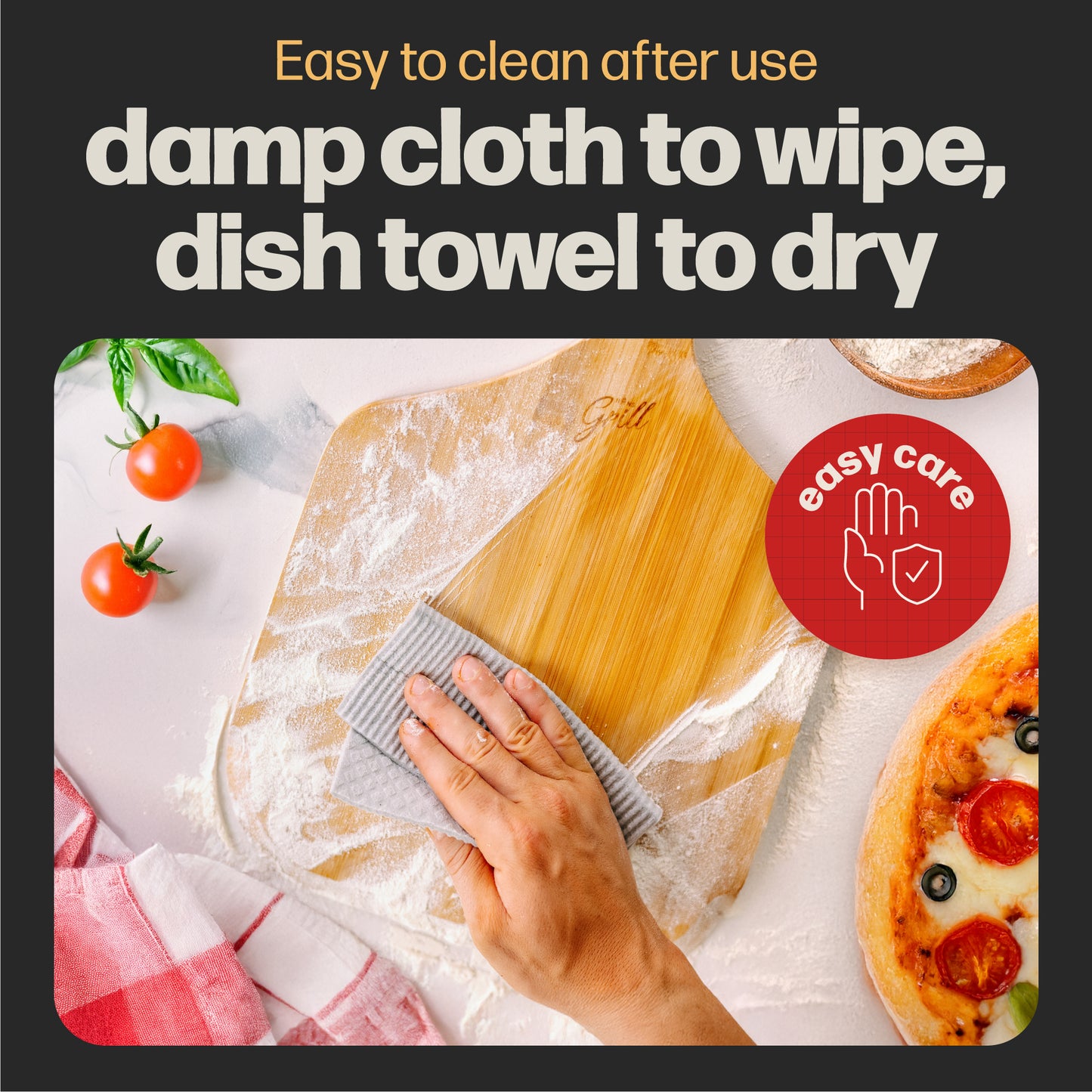 HANS GRILL Wooden Pizza Peel 12 Inch