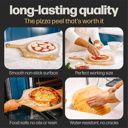 HANS GRILL Wooden Pizza Peel 12 Inch