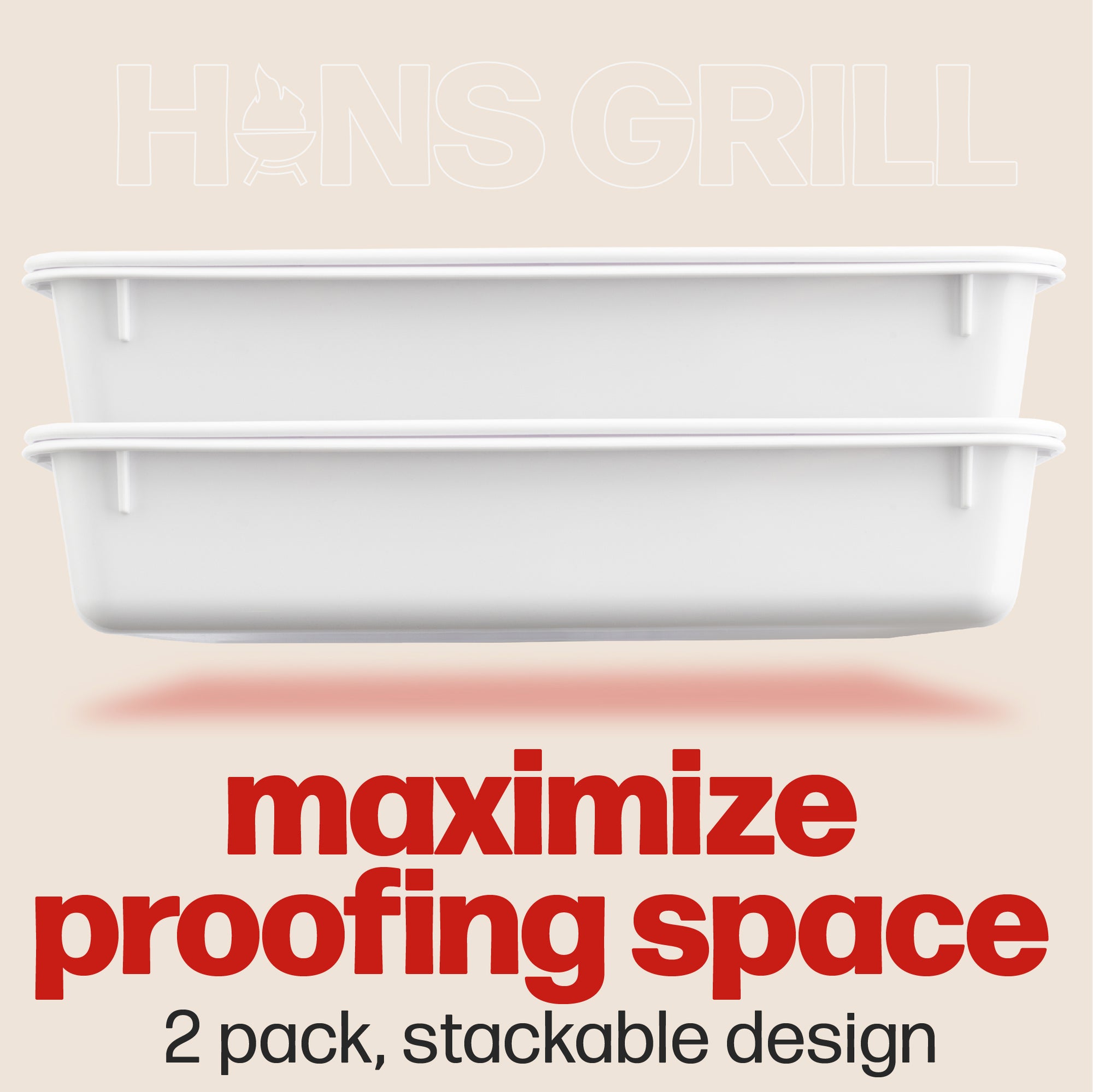 Hans Grill 2-Piece BPA Free Plastic Dough Proofing Box | Pizza Proofing Box, Bread Proofing Box | Stackable, with Covers, with Lid | Premium Quality (2 Pack)