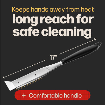 Hans Grill PRO Cleaning Brush + Scraper (17")