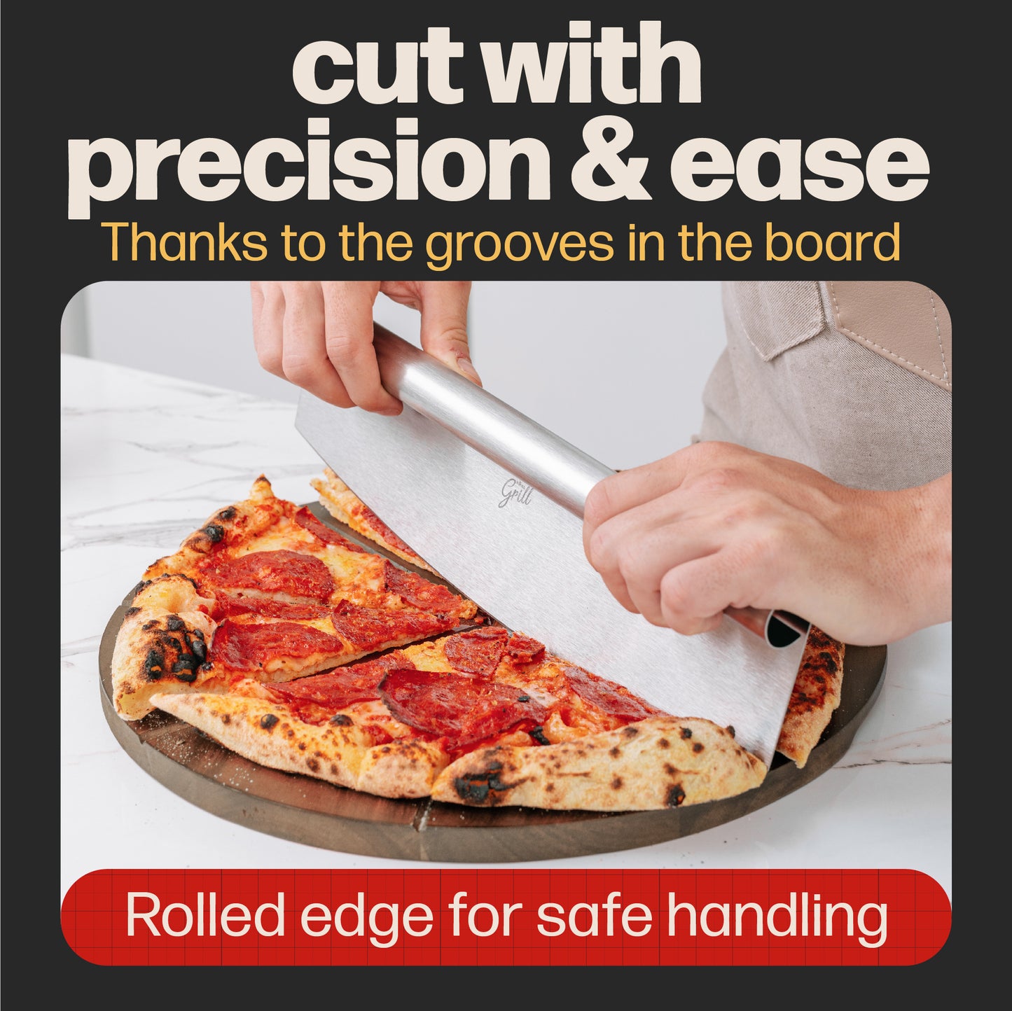 Hans Grill PRO Pizza Cutting Set (Board + Rocker Blade)