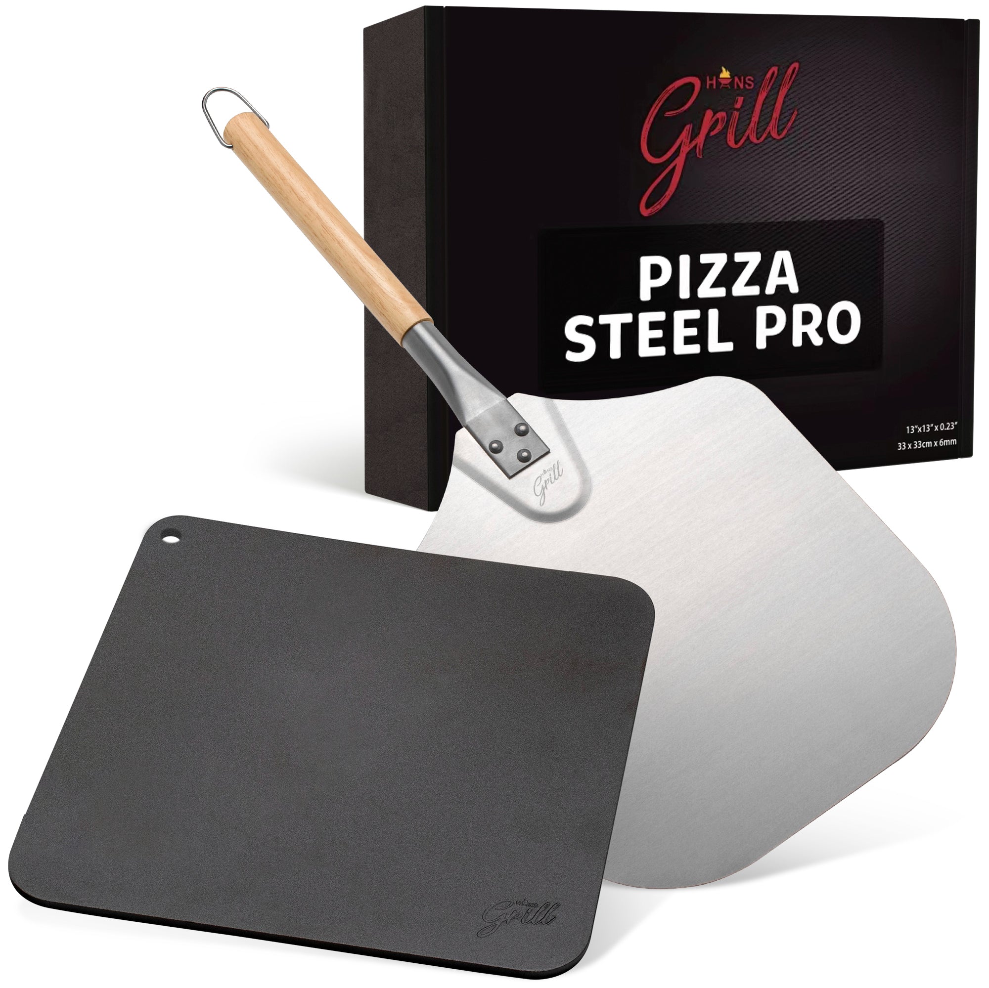 Pizza Steel PRO by Hans Grill | XL (1/4" Thick) Square Conductive Metal Baking Sheet for Cooking Pizzas in Oven and BBQ | Bake and Grill Bread and Calzone